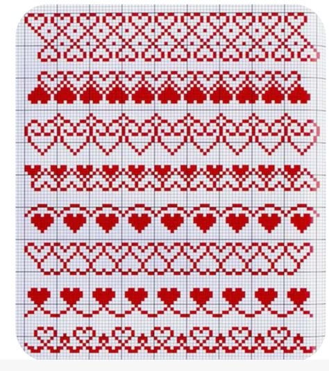 Cross Stitch Boarders, Háčkované Lemy, Stitch Quotes, Cross Stitch Border Pattern, Fair Isle Knitting Patterns, Pola Kristik, Cross Stitch Heart, Cross Stitch Borders, Knit Stitch Patterns