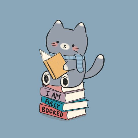 I am fully booked #procreate #cutedrawing #kawaiidrawing #cuteartstyle #catdrawing #booklover #reading #animalcharacter Book Worm Drawing, Book Lover Drawings, Cute Library Drawing, Cute Book Drawing, Reading Book Illustration, Book Cartoon, Library Wallpaper, Reading Drawing, Book Worm Illustration