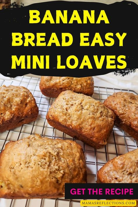 Looking for a quick banana bread recipe? These mini loaves are simple, delicious, and perfect for sharing! Learn how to bake them in just a few easy steps. also sharing ideas for Banana bread, easy banana bread recipe, mini banana loaves, quick banana bread, simple banana bread, banana bread mini loaves, easy banana bread loaves, homemade banana bread, mini loaf banana bread recipe, quick and easy banana bread. Mini Loaf Banana Bread, Mini Loaf Banana Bread Recipe, Easy Baked Sweets, Quick Banana Bread Recipe, Banana Bread Simple, Banana Bread Loaves, Quick Banana Bread, Banana Bread Easy, Mini Bread Loaves