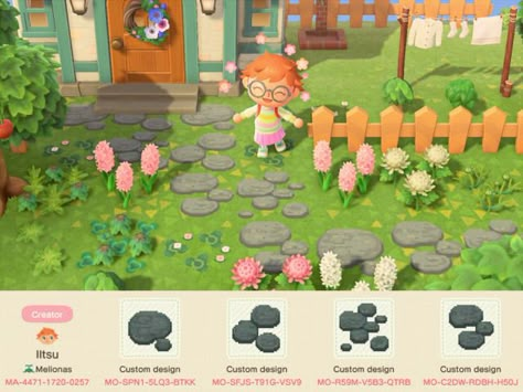 acnh path database - acnhcustomdesigns: stepping stones designed by... Path Qr Codes Animal Crossing, Custom Pathways Animal Crossing, Animal Crossing Steps, Animal Crossing Curved Path, Animal Crossing Path Qr Codes, Stone Path Animal Crossing Code, Animal Crossing Qr Codes Paths, Animal Crossing Path Codes, Acnh Qr Codes