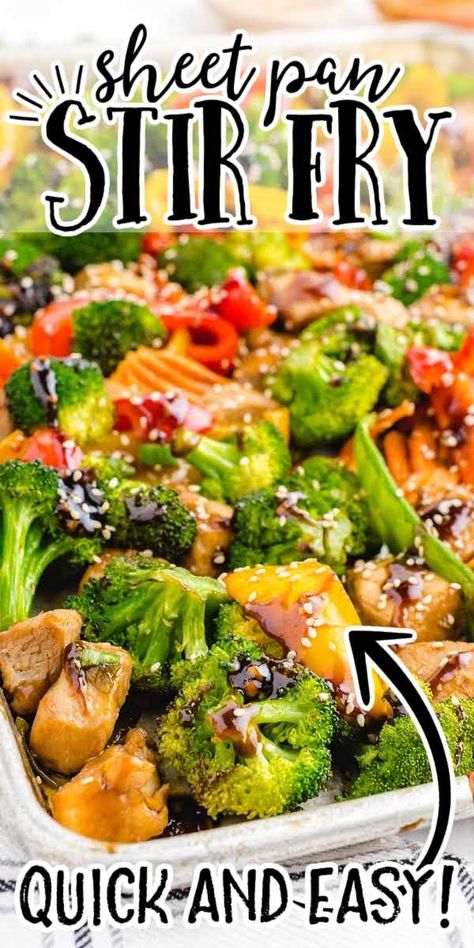 Baked Stir Fry Chicken, Roasted Stir Fry Vegetables, Sheet Pan Dinners Meal Prep, Oven Stir Fry Chicken, One Pan Stir Fry, Pan Fry Vegetables, Keto Friendly Sheet Pan Meals, Chicken Sausage Stir Fry Recipe, Garlic Chicken Stir Fry With Vegetables