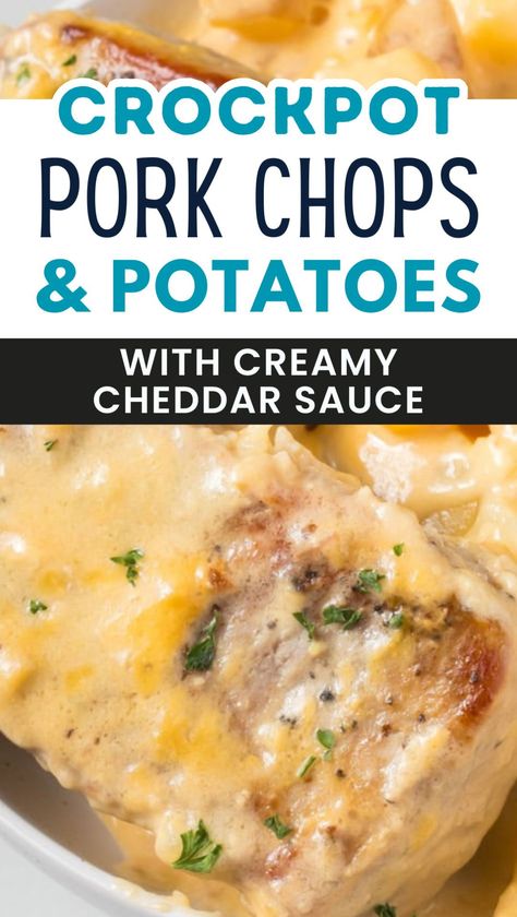 Crockpot Pork Chops And Potatoes, Creamed Peas And Potatoes, Recipe For Family, Potatoes Dinner, Buttery Potatoes, Pork Crockpot Recipes, Pork Chop Recipes Crockpot, Pork Chops And Potatoes, Tender Pork Chops