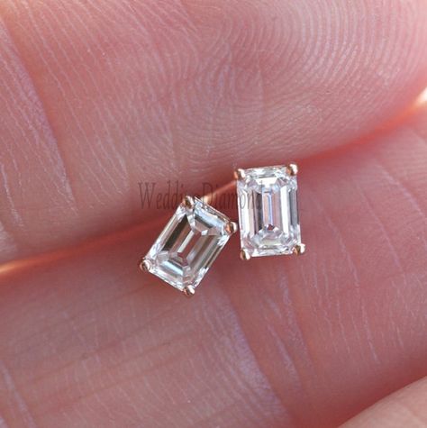 Emerald Cut Diamond Earrings, Bezel Earrings, Moissanite Engagement Ring Oval, Emerald Cut Moissanite, Gold Anniversary, Pear Engagement Ring, Buy Earrings, Emerald Cut Diamond, Diamond Anniversary Rings