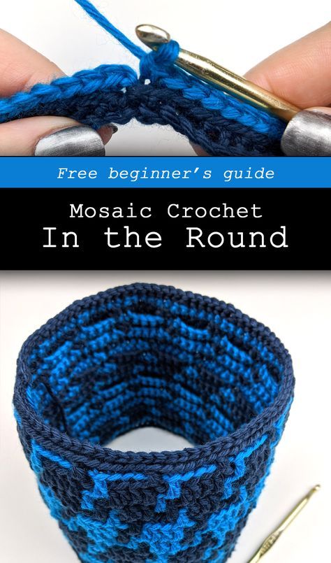 Mosaic Crochet Round, Mosaic Crochet Purse Patterns Free, Mosaic Crochet In The Round Pattern, Crochet In The Round Stitches, Mosaic Crochet Hat Patterns Free, How To Mosaic Crochet, Beginner Mosaic Crochet Patterns Free, Mosaic Crochet Tutorials, Mosaic Crochet Bag