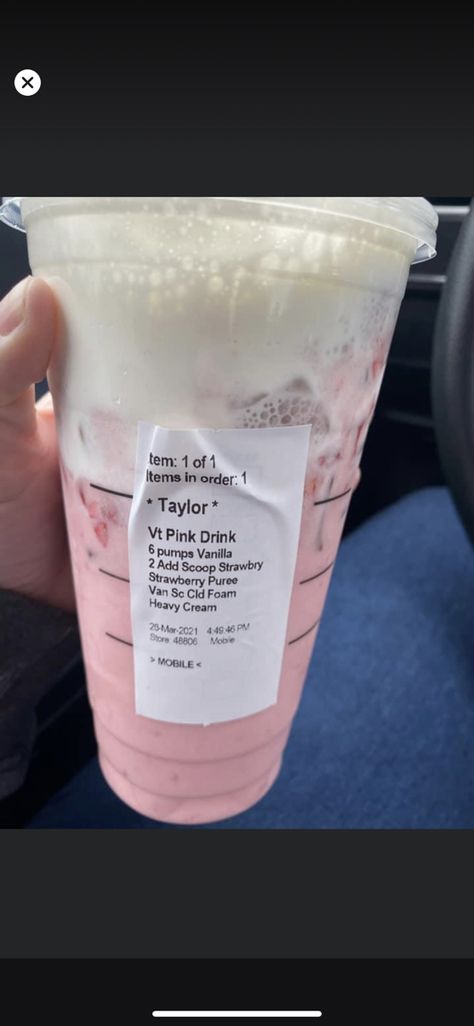 Starbucks Pink Drink With Heavy Cream, Pink Drink With Heavy Cream, Starbucks Drinks Pink Drink, Dunkin Drinks, Starbucks Pink Drink, Starbucks Drink Menu, Dutch Bros Drinks, Starbucks Hacks, Cold Starbucks Drinks