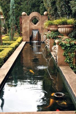 fish pond w/ quatrefoil element Formal Garden Design, Pond Water Features, Water Features In The Garden, Formal Gardens, Fish Ponds, Garden Fountains, A Pond, Fish Pond, Garden Pool