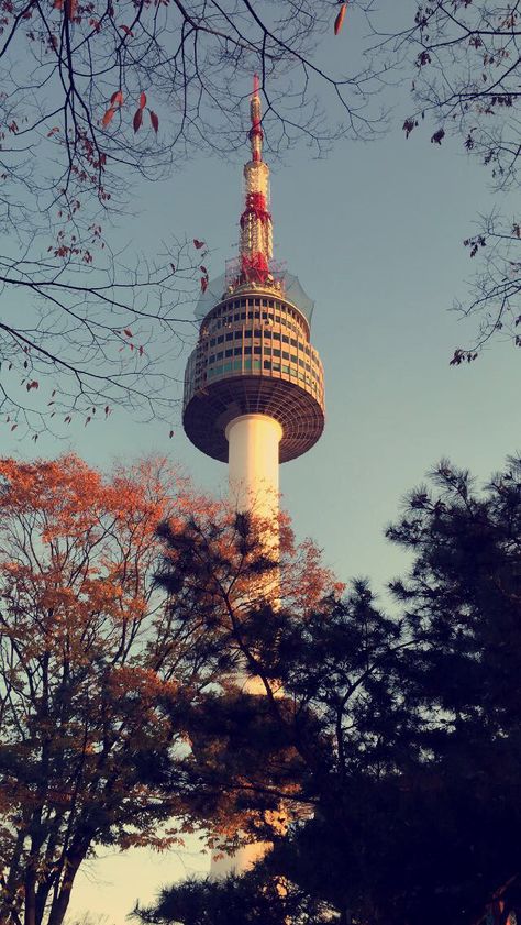 Seoul Tower N Seoul Tower Photography, Namsan Tower Seoul Wallpaper, Namsan Tower Seoul Aesthetic, Seoul View, Ip Wallpaper, Ips Wallpapers, N Seoul Tower, Seoul Tower, Namsan Tower