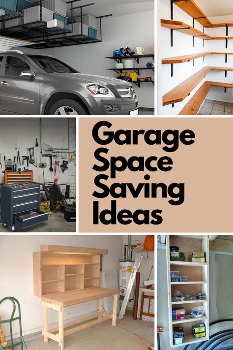 Transform your cluttered garage into a tidy, functional space with these 12 brilliant space-saving ideas! From wall-mounted shelves to ceiling bike racks and foldable workbenches, these creative solutions will help you maximize every corner. Say goodbye to chaos with clever DIY hacks like PVC pipe organizers and hidden ceiling storage. Whether you’re tackling tools, toys, or seasonal decor, these tips will revolutionize your garage. Dive into the full guide for all the details! Garage Bike Storage Ideas Ceiling, Space Saving Garage Storage, One Car Garage Ideas, Garage Ideas Storage, Organizing A Garage, Cluttered Garage, Small Garage Organization, Car Garage Ideas, Diy Fishing Rod Holder