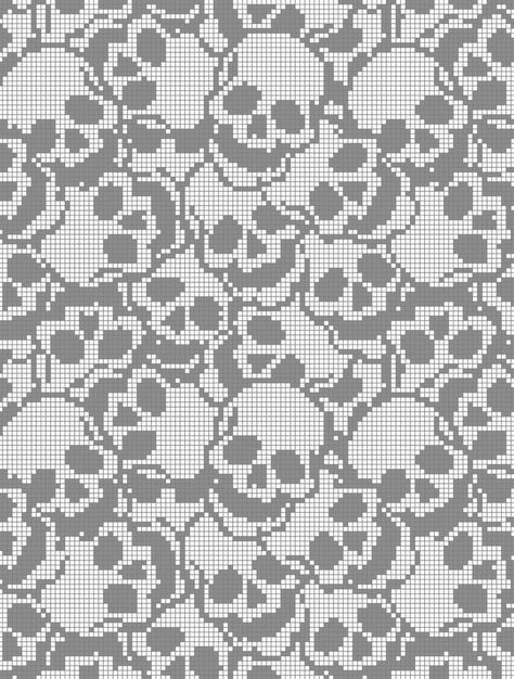 Crochet Tapestry Pattern Black And White, Knit Grid Pattern, Halloween Crochet Tapestry, Skull Alpha Pattern, Halloween Alpha Pattern, Crochet Graph Patterns Free Charts, Pixel Crochet Pattern Charts, Black And White Pixel Art, Skull Cross Stitch Pattern