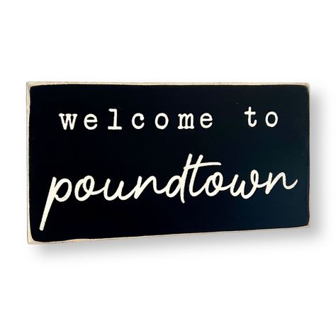 "Add some humor to your bedroom walls with our handcrafted welcome to poundtown wood sign. D E T A I L S :  * Measures 12\" L x 6\" W * Ready to hang with double sawtooth hangers on back. * Our lettering is done with professional sign grade outdoor vinyl G I F T S :  You can ship our signs directly to your gift recipient! Just be sure to enter their address during checkout To add a complimentary gift note check the box that says \"this order is a gift\" during checkout and write your message in Bedroom Decor Above Bed, Funny Bedroom, Funny Wedding Gifts, Husband Funny, Decor Above Bed, Anniversary Gift For Husband, Bedroom Walls, Bachelor Pad, Painted Letters