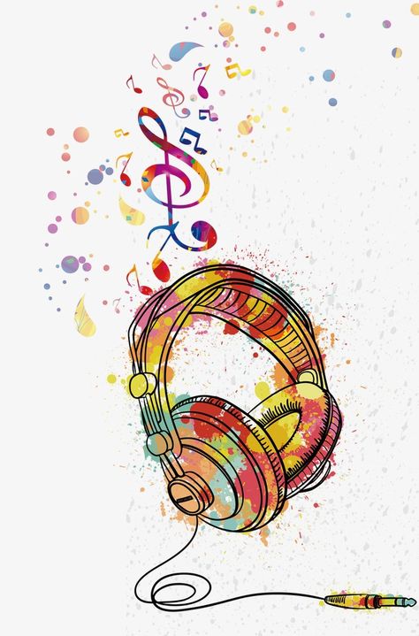 Paintings Related To Music, Music Illustration Artworks, Music Artwork Paintings, Music Related Drawings, Headphones Painting, Music Illustration Art, Music Inspired Art, Headphones Wallpaper, Music Art Drawing