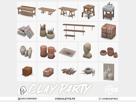 The Sims Resource - Clay part - Part 2 Clay Workshop, Sims Stories, Retail Bag, Sink Decor, Sims Packs, Sims 4 Clutter, Sims 4 Game Mods, Pottery Workshop, Ceramic Workshop