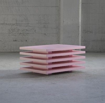 Stack Coffee Table, Coffee Table Inspiration, Color Furniture, Corner Sofa Design, Desk Inspiration, Pink Chair, Small Coffee Table, Retail Furniture, Furniture Pieces