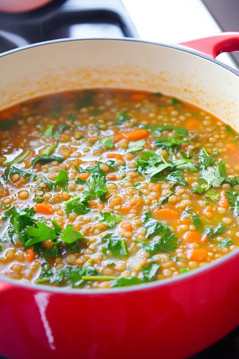 Warm up with a comforting bowl of lentil soup with spinach on a chilly evening. This hearty and healthy dish is loaded with nutritious ingredients that will keep you full and satisfied. The earthy lentils, vibrant spinach, and aromatic spices come together to create a flavorful soup that is perfect for lunch or dinner. Whether you're a vegetarian looking for a nutritious meal or just craving some homemade comfort food, this lentil soup with spinach recipe is sure to hit the spot. Lentil Spinach Recipes, Lentil Detox Soup, Lentil Soup With Spinach, Healthy Lentil Soup, Vegetable Lentil Soup, Soup With Spinach, Tomato Lentils, Soup Lovers, Homemade Comfort Food