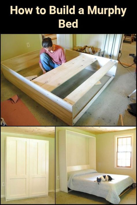 Murphy Bed Bunk Beds, King Size Murphy Bed Diy, Diy Queen Murphy Bed, Easy Murphy Bed, Dyi Murphy Bed, Diy Folding Bed, Murphy Bed Queen Size, Cheap Murphy Bed, Bunk Bed Room Ideas