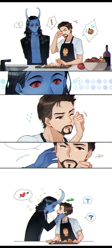 Loki X Tony, Jotun Loki, Loki Jotun, Tony Stark Comic, Marvel Ships, Superfamily Avengers, Thor X Loki, Loki Art, Loki Fanart