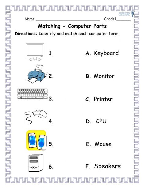 Grade1- Activity1- parts of a computer worksheet Lab Komputer, Computer Worksheet, Computer Activities For Kids, Computer Lab Rules, School Computer Lab, Elementary Computer Lab, Computer Science Lessons, Computer Lab Lessons, Elementary Technology