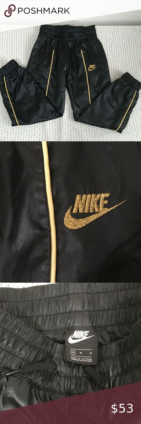 NIKE GLAM DUNK TRACK PANTS YOUTH SIZE MEDIUM, BLACK SILK WITH GOLD TRIM Black Silk, Gold Trim, Track Pants, Track, Size Medium, Trim, Nike, Silk, Best Deals