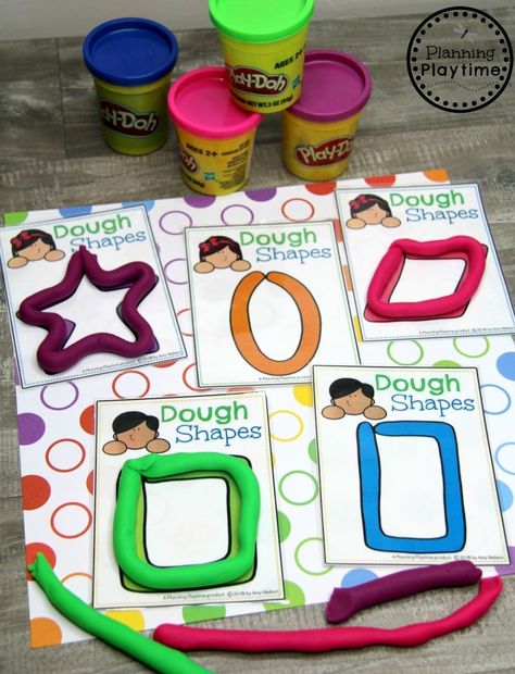 Preschool Shapes Activities - Playdough Shapes #preschoolprintables #2dshapes #2dshapesprintables #planningplaytime 2d Shape Activities Eyfs, Dough Shapes, Xare, Preschool Shapes, Shape Activities Preschool, Playdough Activities, Shapes Preschool, Learning Shapes, Daycare Activities