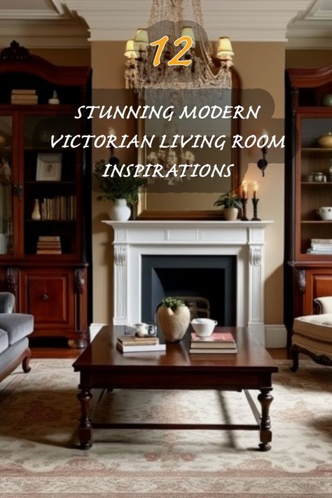 Step into a world where classic Victorian elegance meets modern comfort. I love how the rich wood finishes, plush fabrics, and timeless decor create a warm and inviting space. This living room is perfect for cozy gatherings or simply enjoying a quiet evening. Let these inspirations spark your creativity as you design your own stunning living area! Midcentury Victorian Living Rooms, Modern Victorian Lounge, Victorian House Living Room Ideas, Historic Home Living Room, Modern Victorian Living Room Inspiration, Victorian Parlor Sitting Rooms, Victorian Living Room Modern, Victorian Interiors Living Room, Victorian Living Room Ideas Modern