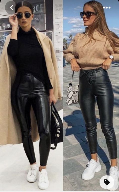 Outfits Pantalon Piel, Pantalon Piel Outfits, Outfit Pantalon Piel, Leggins Outfits Winter, Outfits Con Jeans Y Tenis, Leggins Outfit, Winter Business Outfits, Outfits Leggins, Outfits Con Jeans