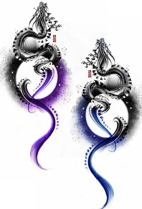 Purple Dragon Tattoo, Dragon Tattoo Forearm, Dragon Tattoo Leg, Trible Tattoos, Dragon Tattoo Art, Chinese Dragon Tattoos, Anklet Tattoos, Dragon Tattoos, Dragon Artwork Fantasy