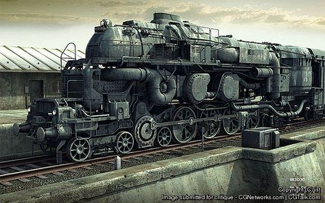 Steampunk Locomotive, Dieselpunk Vehicles, Steampunk Vehicle, Steampunk Airship, Arte Steampunk, Diesel Punk, Train Art, Old Trains, Concept Car Design