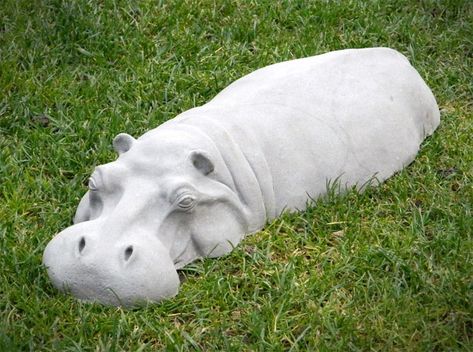 Hippo Lawn Sculpture Dragon Garden, Cute Hippo, Hungry Hippos, Stone Ornaments, Lawn Ornament, Concrete Garden, Garden Ornament, Steel Sculpture, Sculpture Park