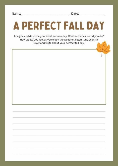 A Perfect Fall Day Drawing And Writing Worksheet Fall Worksheets For 4th Grade, Fall Worksheets 3rd Grade, Grade 2 Writing Activities, 5th Grade Writing Activities, November Worksheets, Halloween Creative Writing, Halloween Reading Activity, Tutoring Reading, Fall Writing Prompts