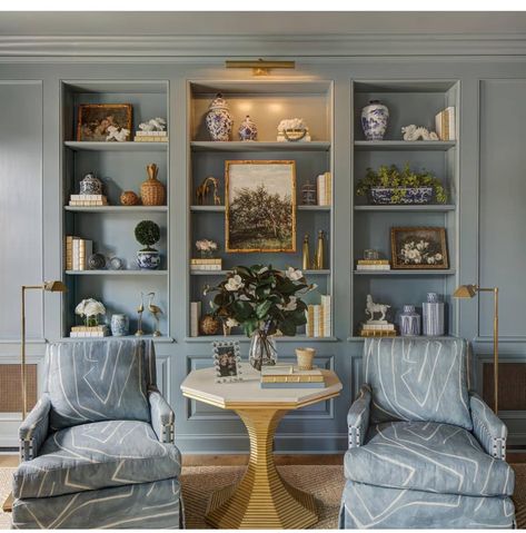 Built In Bookshelves Around Couch, Bookshelf Colors, Transitional Colonial, Blue Family Rooms, Cabinetry Ideas, Parlor Room, Built In Shelves Living Room, Living Room Built Ins, Home Library Design