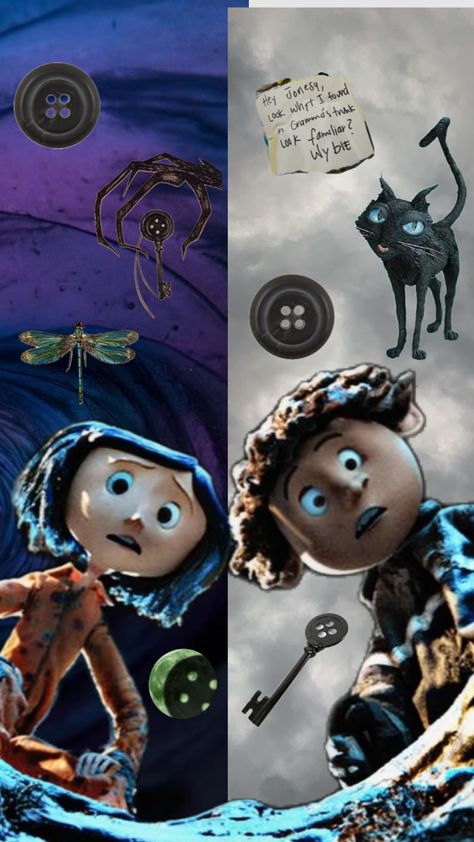 Coraline matching wallpaper! Matching Wallpaper Bff Halloween, Matching Coraline Wallpaper, Coraline And Wybie Wallpaper, Matching Wallpaper Halloween, Coraline Wallpaper Ipad, Coraline Pfp Matching, Coraline Wallpaper 4k, Halloween Matching Wallpapers, Coraline Lockscreen