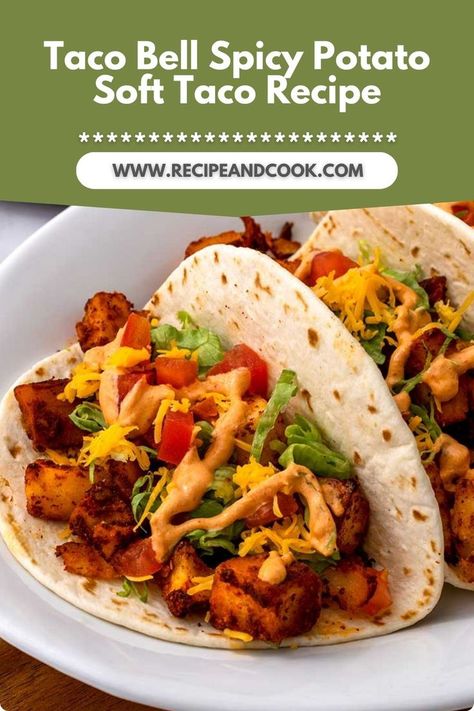 Craving Taco Bell's iconic Spicy Potato Soft Taco? This easy copycat recipe brings the perfect blend of crispy potatoes, creamy chipotle sauce, and soft tortillas right to your kitchen. Save this recipe for Taco Tuesday or a quick snack! Vegan-friendly and bursting with flavor, it’s the ultimate DIY taco experience. 🥔🌮 Try it today and impress your taste buds! Soft Taco Recipe, Taco Bell Potatoes, Soft Tacos Recipes, Vegetarian Taco, Creamy Chipotle Sauce, Taco Bell Recipes, Seasoned Potatoes, Potato Tacos, Taco Recipe