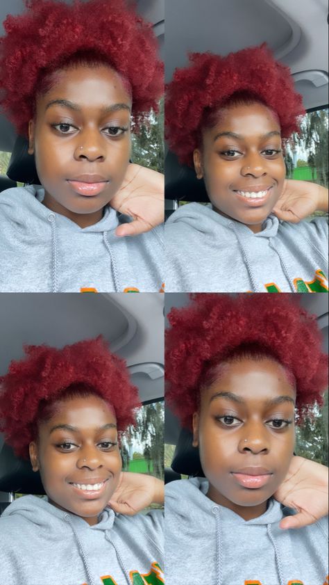 Deep Red Hair Color Black Women, Red Hair Natural Black Women, Red Hair Black Women Natural, Red 4c Hair, Red Afro Hair, Red Hair Black Woman, Red Hair On Black Women, Ombre Hair Black Women, Red Hair Black Women