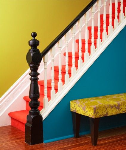 Stair Art, House Of Turquoise, Stair Case, Painted Stairs, Painted Walls, Coastal Living Rooms, Color Harmony, Design Del Prodotto, Style At Home