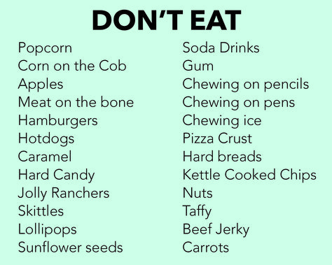 Too bad I eat half of those with my braces Brace Care Tips, Food To Avoid With Braces, Braces Foods To Eat, Foods You Can’t Eat With Braces, Things You Can’t Eat With Braces, Foods To Avoid With Braces, Things To Eat With Braces, Food To Eat With Braces, Braces Food To Avoid