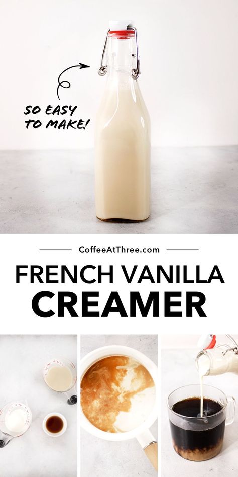 Vanilla Creamer Recipe, Homemade French Vanilla Coffee Creamer, Homemade Vanilla Creamer, Clean Coffee Creamer, Flavored Coffee Creamer Recipes, Coffee Sweetener, French Vanilla Coffee Creamer, Homemade Coffee Creamer Recipe, Healthy Coffee Creamer