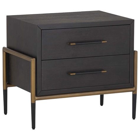 Great deals on 37B Weldrick 2-Drawer Nightstand in Black and Antique Brass from NFM.com with our low price guarantee! Shop now! Brass Nightstand, Designer Nightstand, Bedroom End Tables, Black Friday Furniture, Nightstand Wood, Nightstand Set Of 2, Brass Wood, 2 Drawer Nightstand, Iron Handles