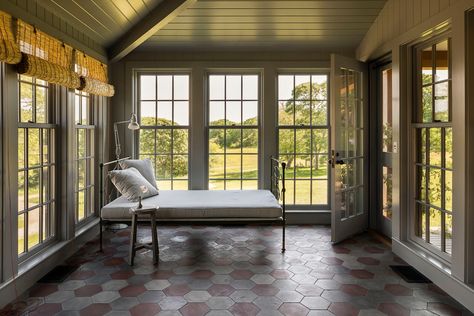 Ashe Leandro, Vineyard House, New England Farmhouse, Outdoor Tub, Sunroom Decorating, Custom Headboard, Outdoor Bath, Tile Inspiration, Marthas Vineyard