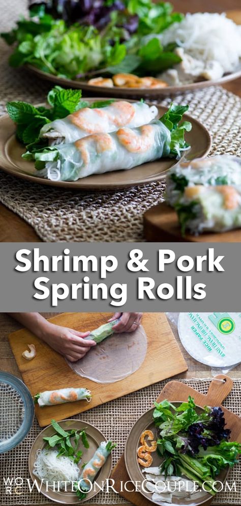 Vietnamese Pork and Shrimp Spring Rolls by White On Rice Couple Pork Spring Rolls Recipe, Salad Rolls Recipe, Spring Rolls Recipe Shrimp, Fresh Spring Rolls Recipe, Vietnamese Fresh Spring Rolls, Vietnamese Spring Rolls Recipe, Pork Spring Rolls, Pork And Shrimp, Spring Rolls Recipe