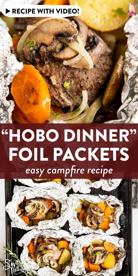 Hobo Dinner Foil Packets, Dinner Foil Packets, Hobo Dinner Recipes, Hobo Dinner, Outdoor Griddle Recipes, Griddle Cooking Recipes, Campfire Dinners, Hibachi Recipes, Outdoor Griddle