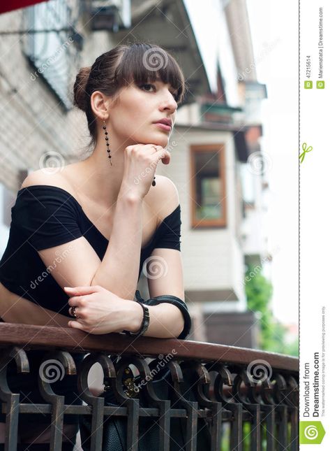 leaning over balcony - Google Search Leaning Out Of Window Reference, Someone Leaning Over A Railing, Leaning Over Balcony Pose, Woman Leaning On Railing, Balcony Pose Reference, Leaning Over Table Pose, Leaning On Railing Pose, Balcony Poses, Woman On Balcony