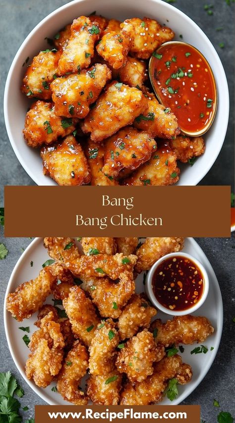 Bang Bang Chicken is a crowd-pleaser! The crispy chicken coated in a sweet and spicy sauce is always a favorite. It’s a fun dish to serve for family dinners or gatherings. Chicken For A Crowd Main Dishes, Black Pepper Chicken Chinese, Pepper Chicken Chinese, Quick And Easy Healthy Dinner Recipes, Food Ideas Chicken, Bang Bang Chicken, Black Pepper Chicken, Sweet And Spicy Sauce, Savory Dinner