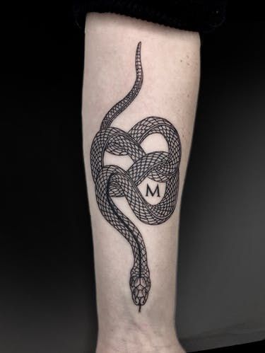 Blast Over Tattoo, Snake Tattoo Ideas, Negative Space Tattoo, Tattoo Over Scar, Places To Get Tattoos, Etching Tattoo, Ouroboros Tattoo, Engraving Tattoo, Inner Forearm Tattoo