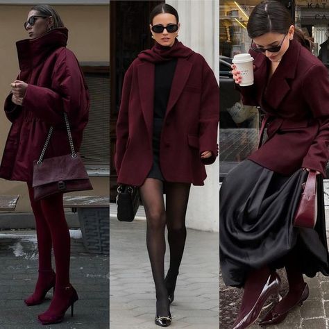 Outfit Bordeaux, Burgundy Top Outfit, Red Top Outfit, Outfit Ideas Work, Burgundy Tights, Burgundy Outfit, London Style, Outfits Petite, Fall Fits