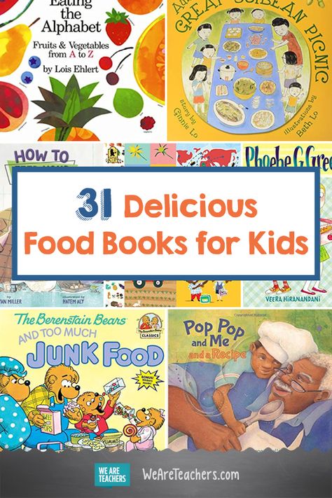 Food Books For Preschool, Books With Food Theme, Food For Preschoolers, Books About Food, Preschool Cooking, Cooking Theme, Masterchef Junior, Cooking In The Classroom, Food Books