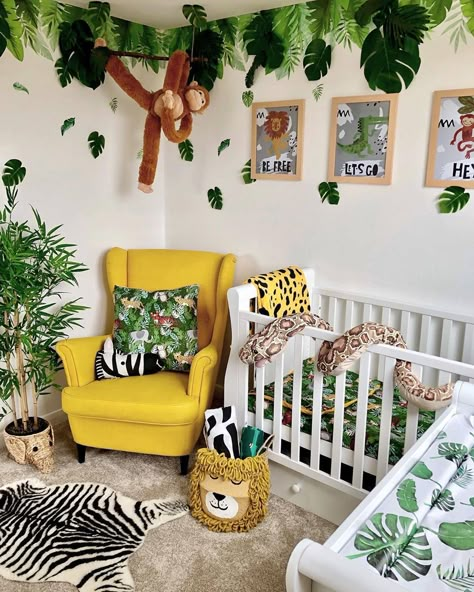 IKEA UK on Instagram: “In a world that’s big and busy, let your toddler explore the jungle from their bedroom. All they need is their imagination and a fun room…” Jungle Bedroom Kids, Jungle Playroom, Jungle Baby Room, Jungle Bedroom Theme, Jungle Theme Rooms, Kids Jungle Room, Jungle Bedroom, Safari Room, Jungle Theme Nursery