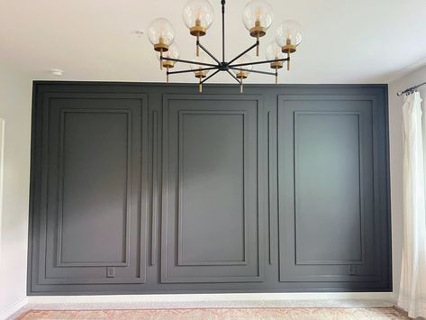 Gallery - THE BOARDROOM ACCENT WALLS Wall Molding For Bedroom, Family Room Paneling Ideas, Accent Wall Behind Piano, Trim Accent Wall Ideas Living Room, Transitional Wall Moulding, Accent Wall Ideas High Ceilings, Box Molding Accent Wall, Timeless Accent Wall Ideas, Trim Moulding Accent Wall