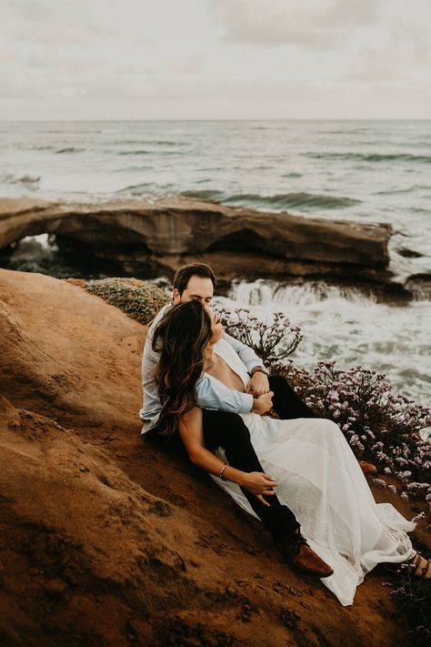 Sunset Cliffs Engagement Photos | San Diego Adventure Elopement Photographer — Nelly Cabanillas Photography Cliff Maternity Pictures, Cliff Engagement Photos, Engagement Pictures Beach, Editing Styles, Sunset Cliffs San Diego, Couples Beach Photography, Sunset Cliffs, San Diego Engagement, Engagement Pic