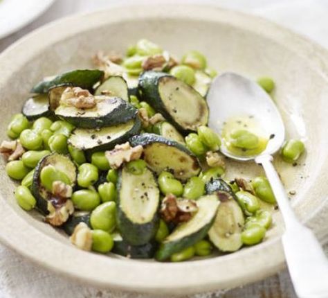 Broad Bean Recipes, Courgette Salad, Grilled Courgette, Avocado Pasta Salad, Broad Beans, Avocado Pasta, Broad Bean, Bbc Good Food Recipes, Vegan Salad