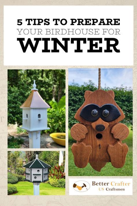 Better Crafter proudly offers birdhouses in a variety of styles. Whether you are looking for Copper Roof birdhouses, unique hanging birdhouses, or even deluxe Purple Martin houses; we have one that suits every style & budget. All made in the USA!

As winter approaches you’ll want to take a few steps to you make the feathered friends that take up residence in your birdhouse have the best accommodation for the season!

Here are some tips to help you prepare your birdhouses for winter. Purple Martin House, Purple Martin, Beautiful Birdhouses, Martin House, Copper Roof, Budget Fashion, Birdhouse, Bird Houses, Roof